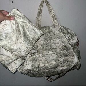 Manaola Kinolau Collection Duffel Bag and Pouches Set Woman’s Face Fern Print